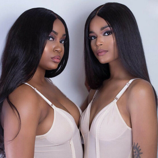 Synthetic Lace Front Wig Black Straight Wigs Heat Resistant Glueless Soft Hair - Image 5