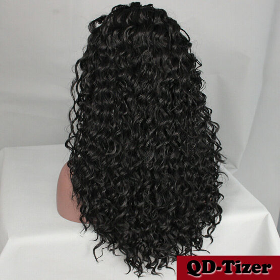 Women Long Black Kinky Curly Synthetic Lace Front Wigs Baby Hair Heat Resistant - Image 3