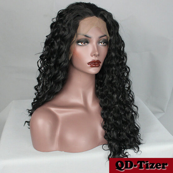 Women Long Black Kinky Curly Synthetic Lace Front Wigs Baby Hair Heat Resistant - Image 6