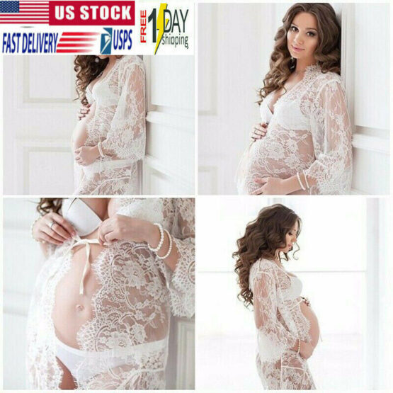 Women Sexy Maternity Lace Dress Pregnant Photography Props Maxi Photo Shoot Gown
