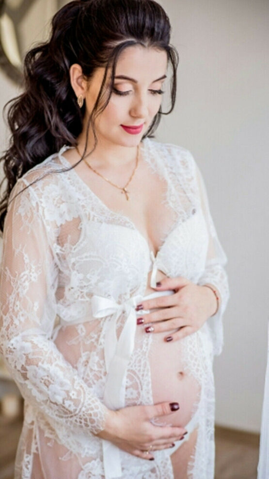 Women Sexy Maternity Lace Dress Pregnant Photography Props Maxi Photo Shoot Gown - Image 4