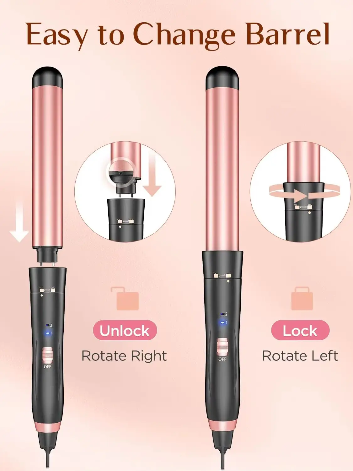 BESTOPE PRO 5 in 1 Wand Curling Iron-Curling Wand Set with Hair Straightener, 3 Barrels Hair Crimper Iron, 3 Ceramic Curling Iro - Image 4